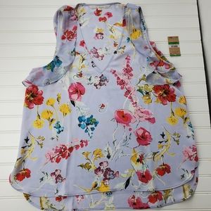 Rachel Roy lavender floral top with ruffles